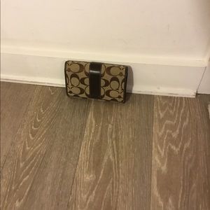 Coach Signature  Medium Corner Zip Brown Wallet  $60